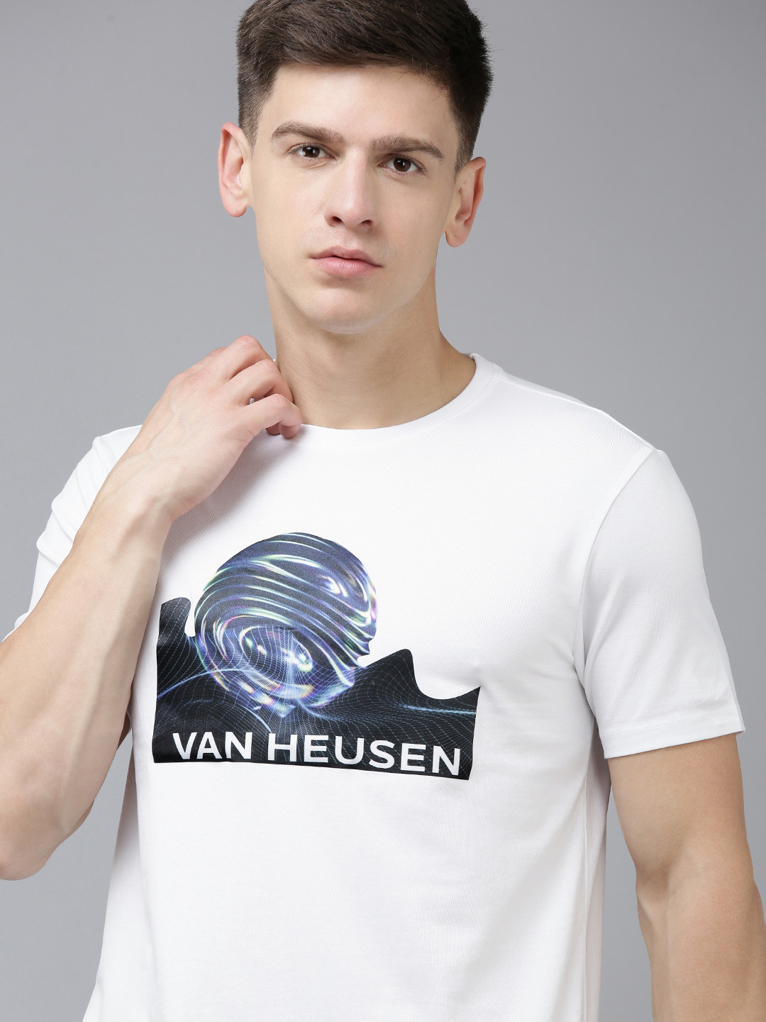 

Van Heusen Flex Men Graphic Printed Round Neck Sports T-shirt, White