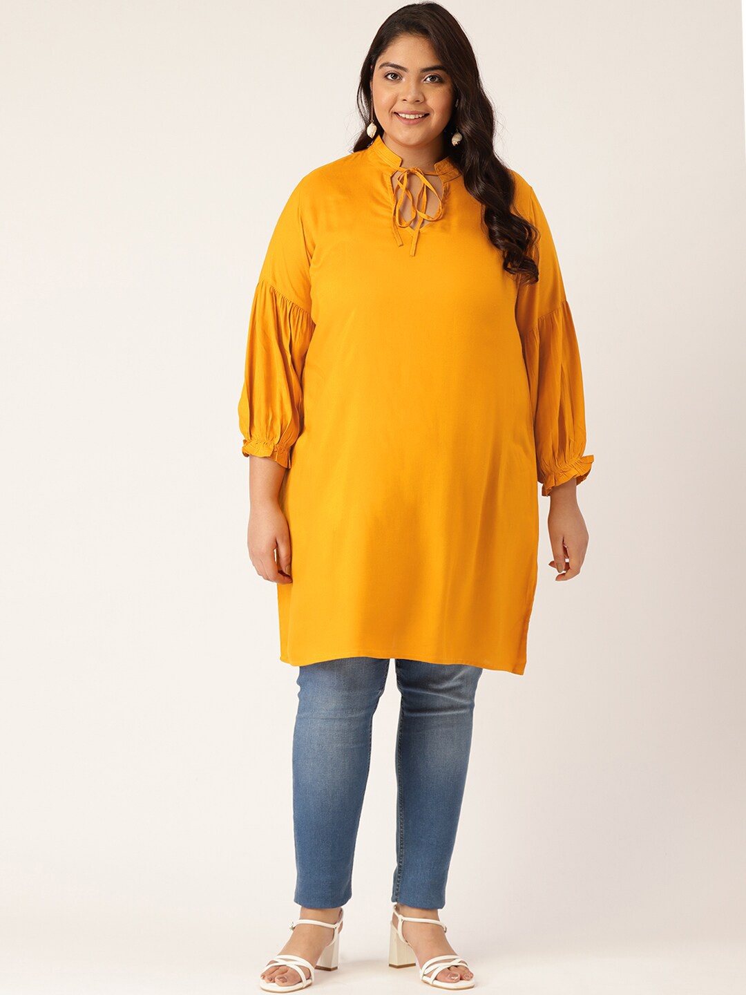 

theRebelinme Mustard Viscose Rayon Tunic