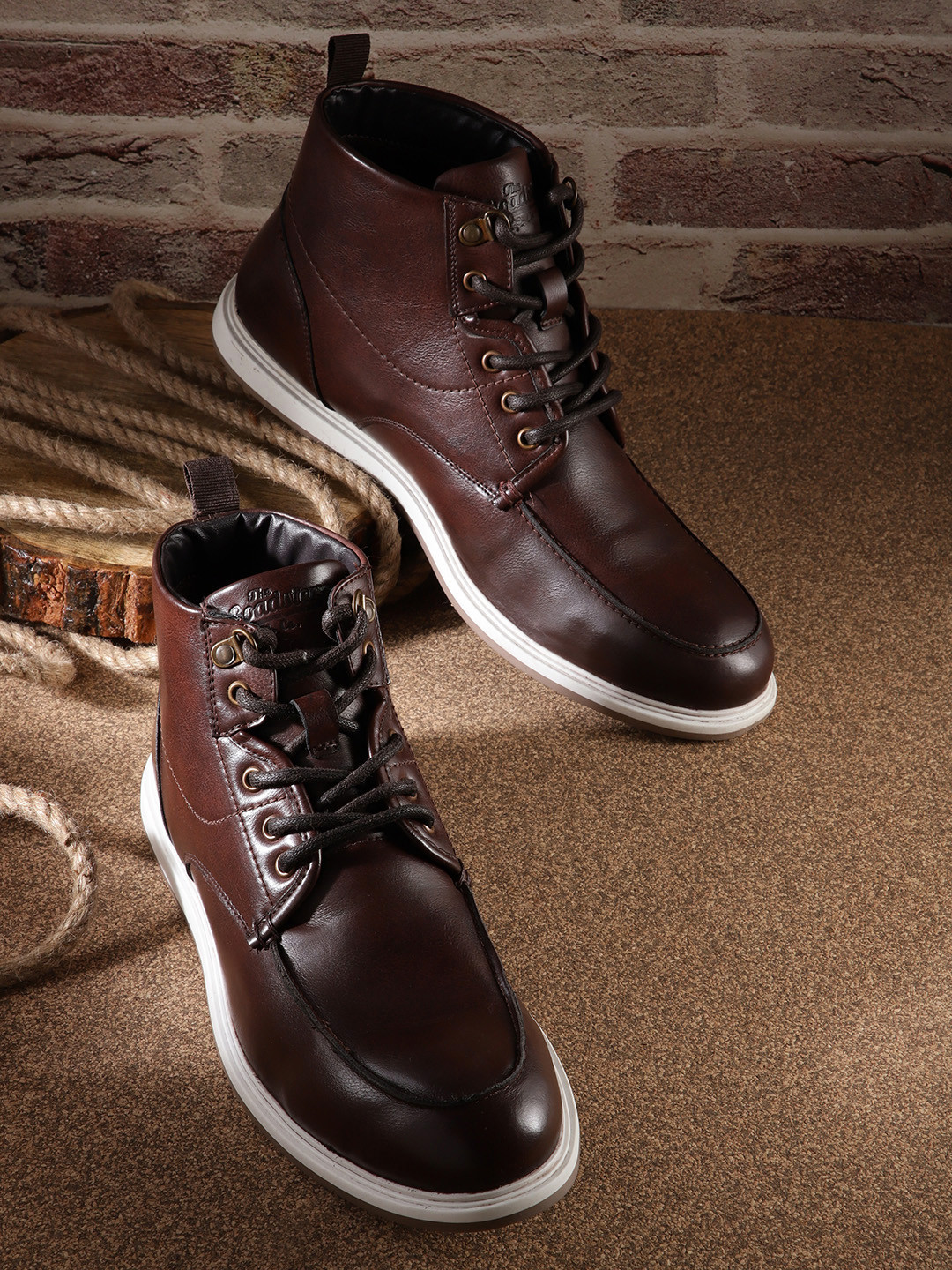

Roadster Men Brown Solid Mid-Top Regular Boots