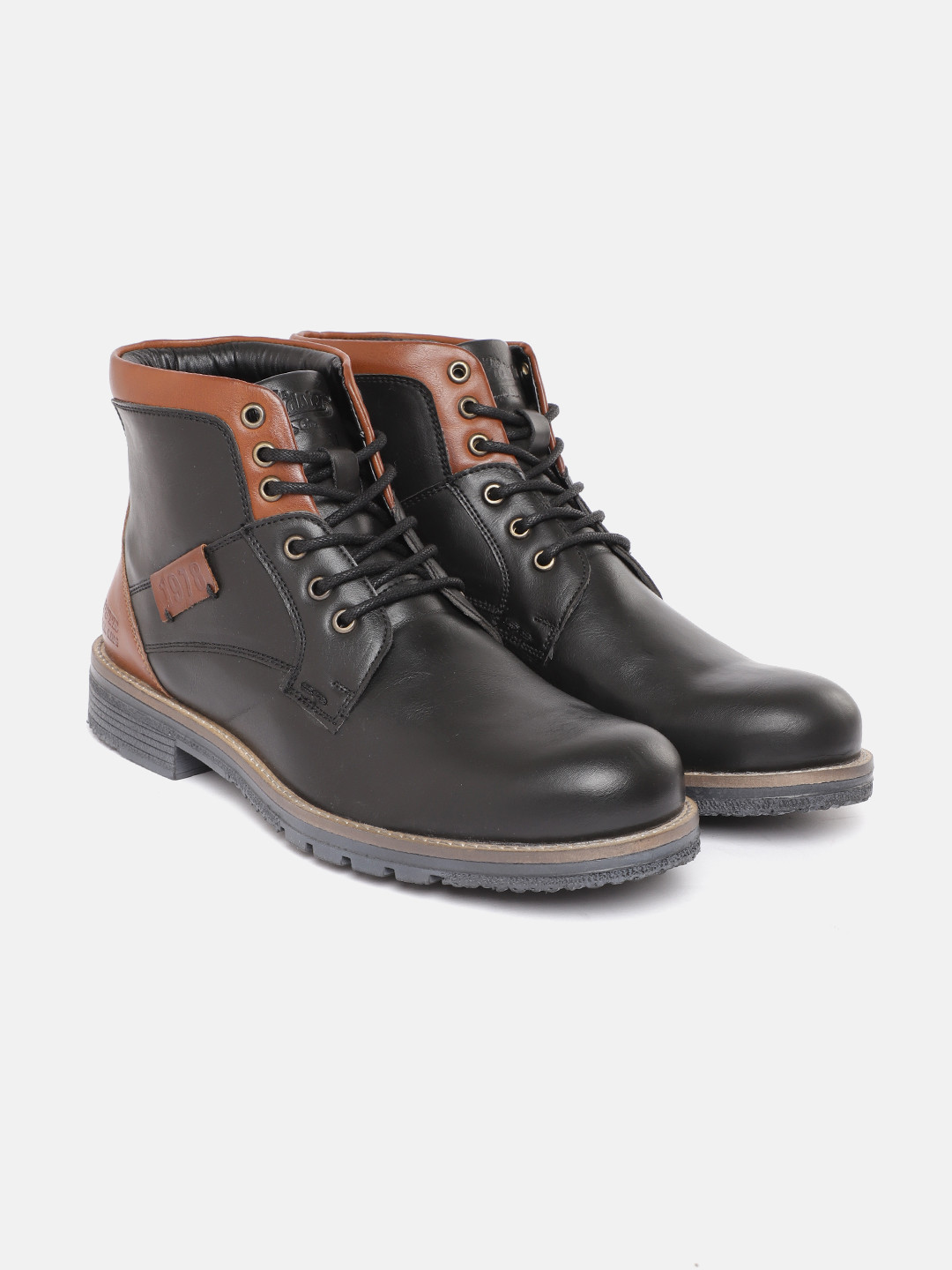 

Roadster Men Black & Brown Colourblocked Mid-Top Regular Boots