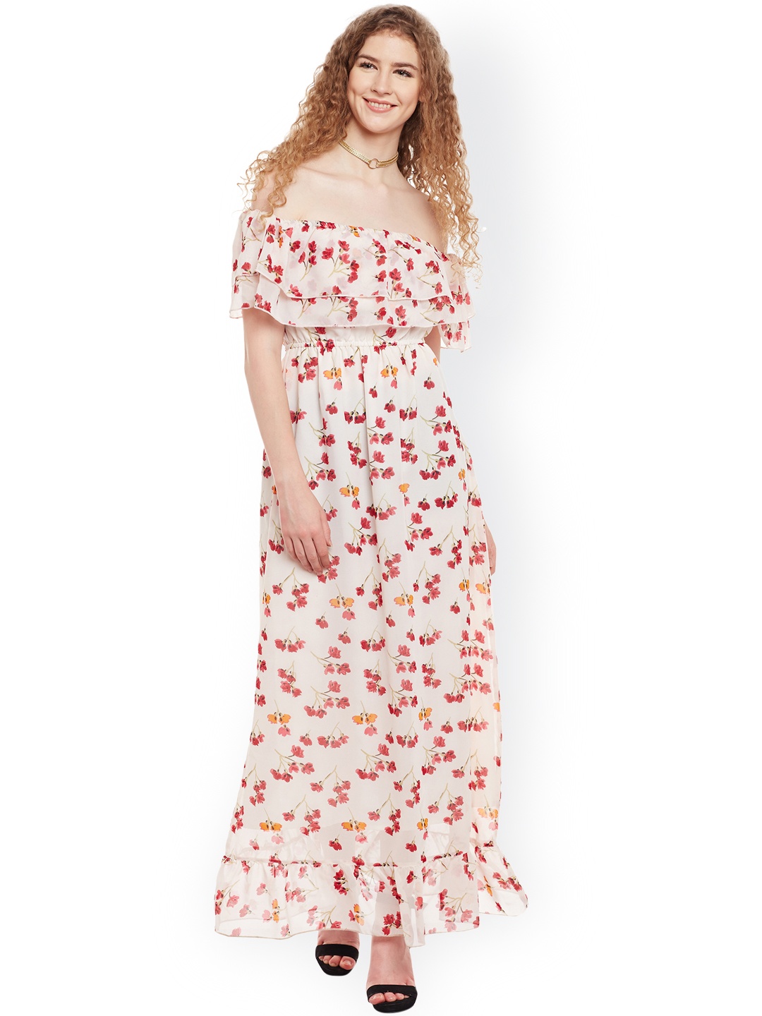 

Belle Fille Women Cream Printed Maxi Dress