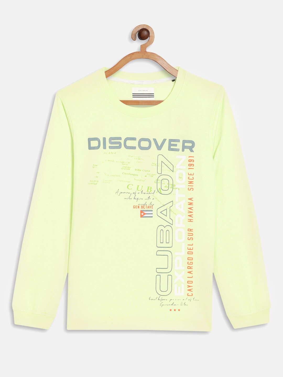 

Octave Boys Green Typography Printed Cotton T-shirt
