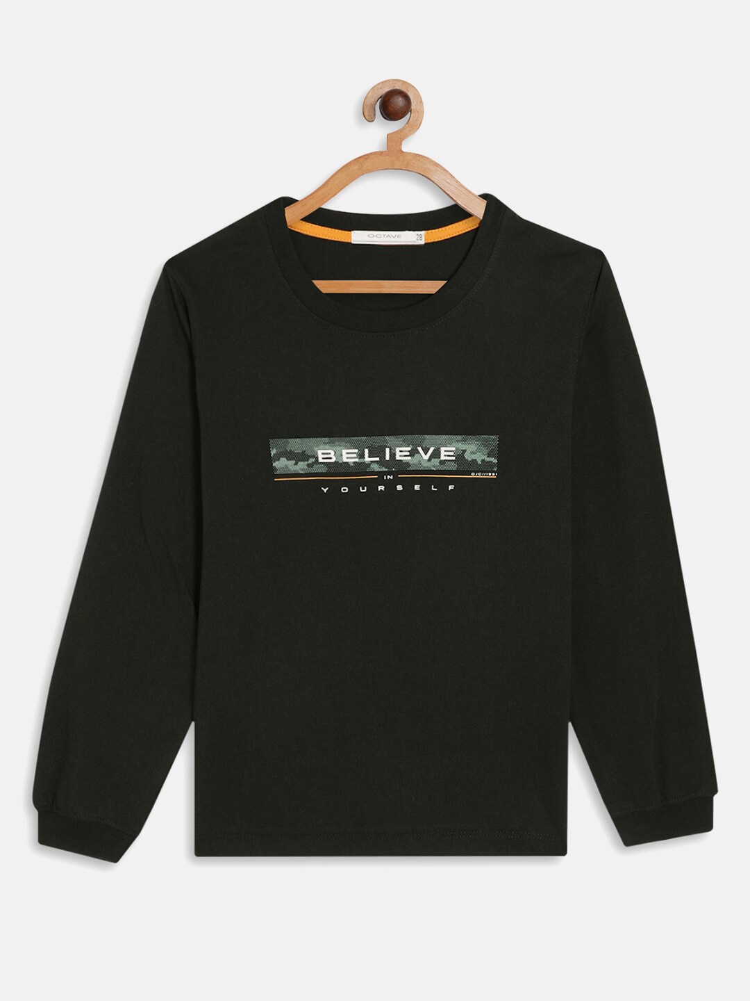 

Octave Boys Green Typography Cotton Printed T-shirt