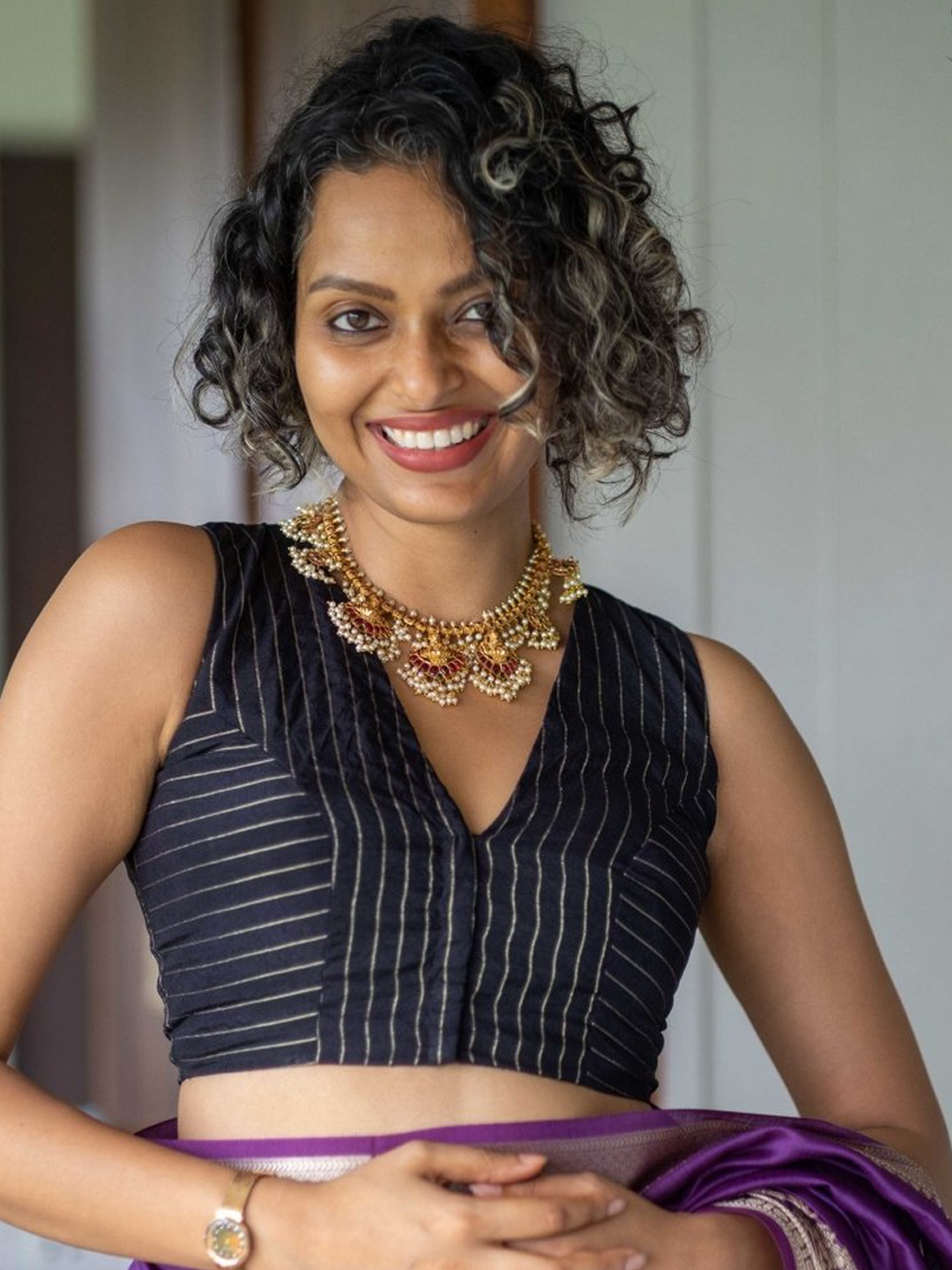 

Suta Women Black Embellished Saree Blouse