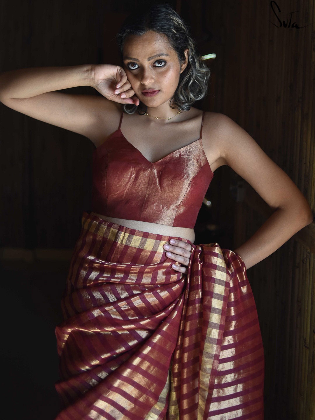 

Suta Women Red Solid Silk Saree Blouse