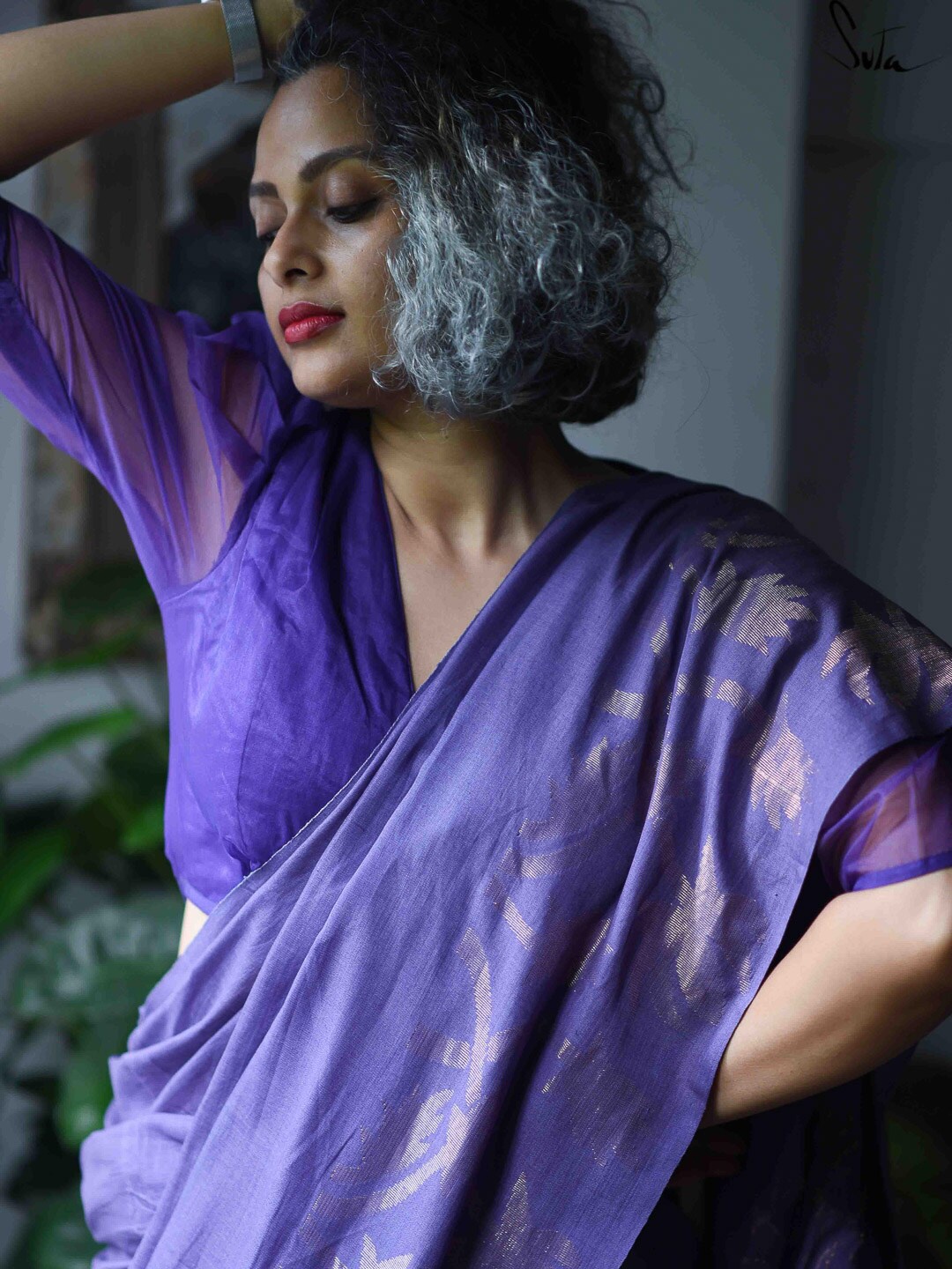 

Suta Women Purple Solid Saree Blouse