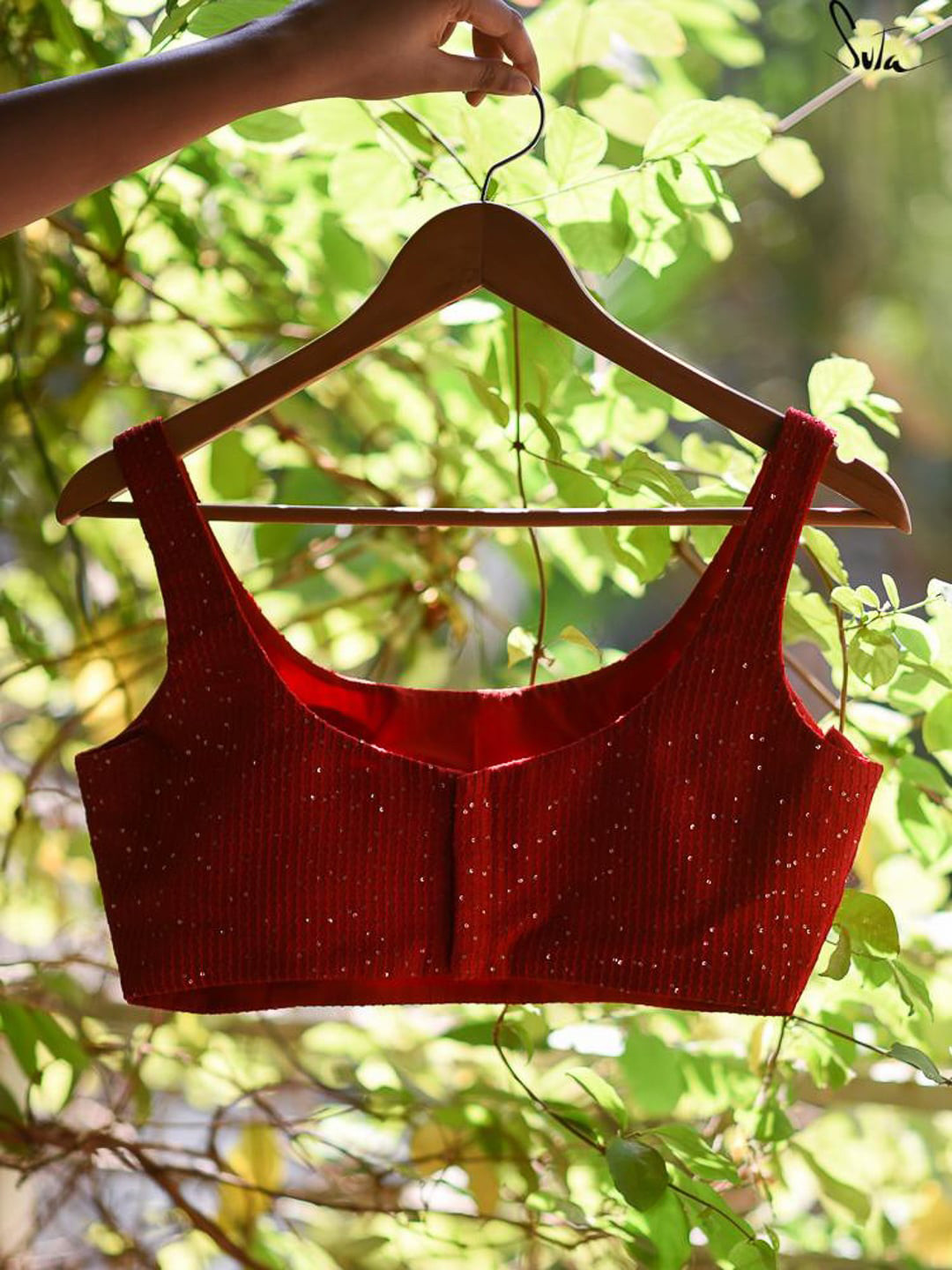 

Suta Red Embellished Saree Blouse