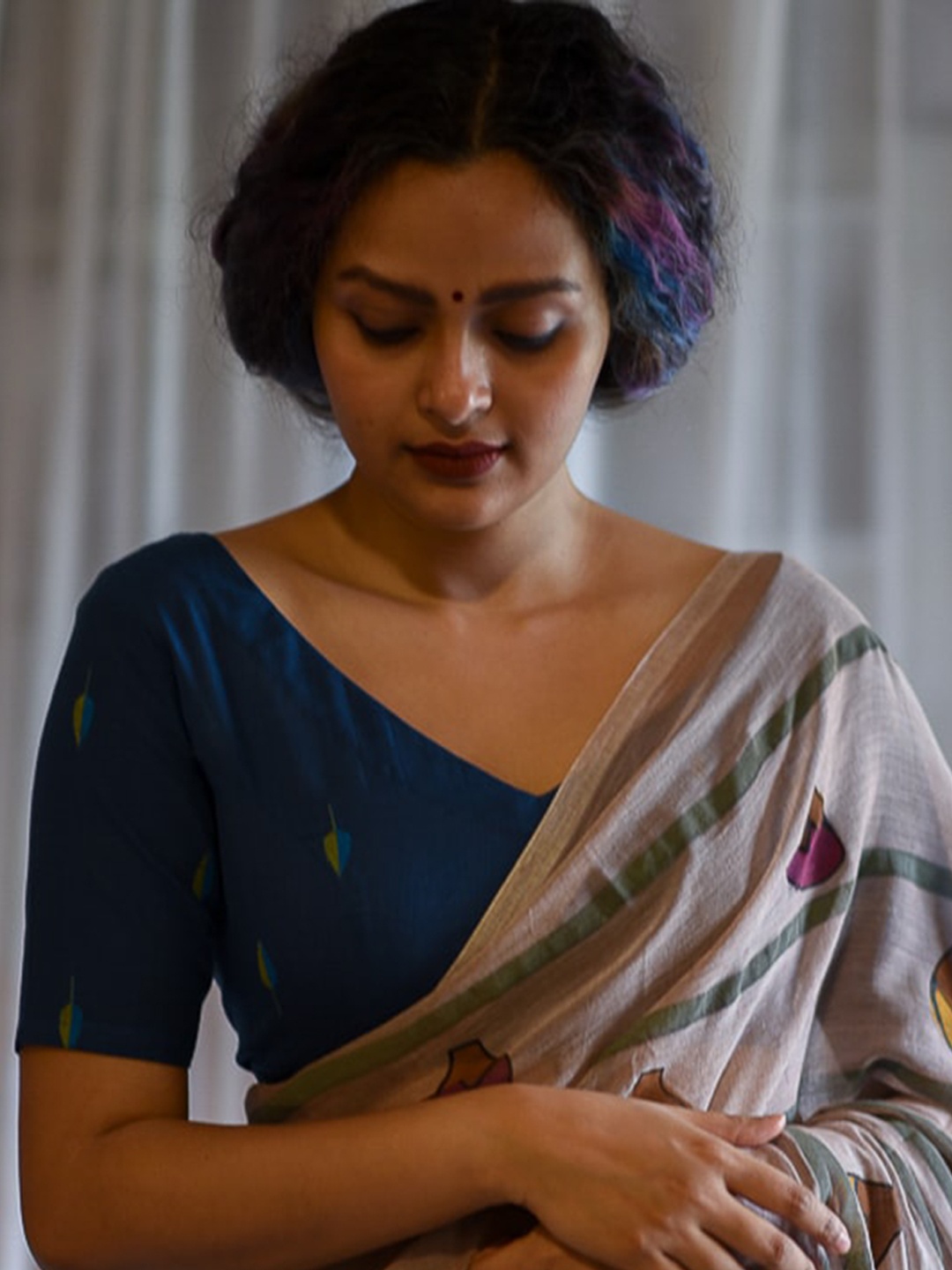 

Suta Blue Solid Cotton Saree Blouse