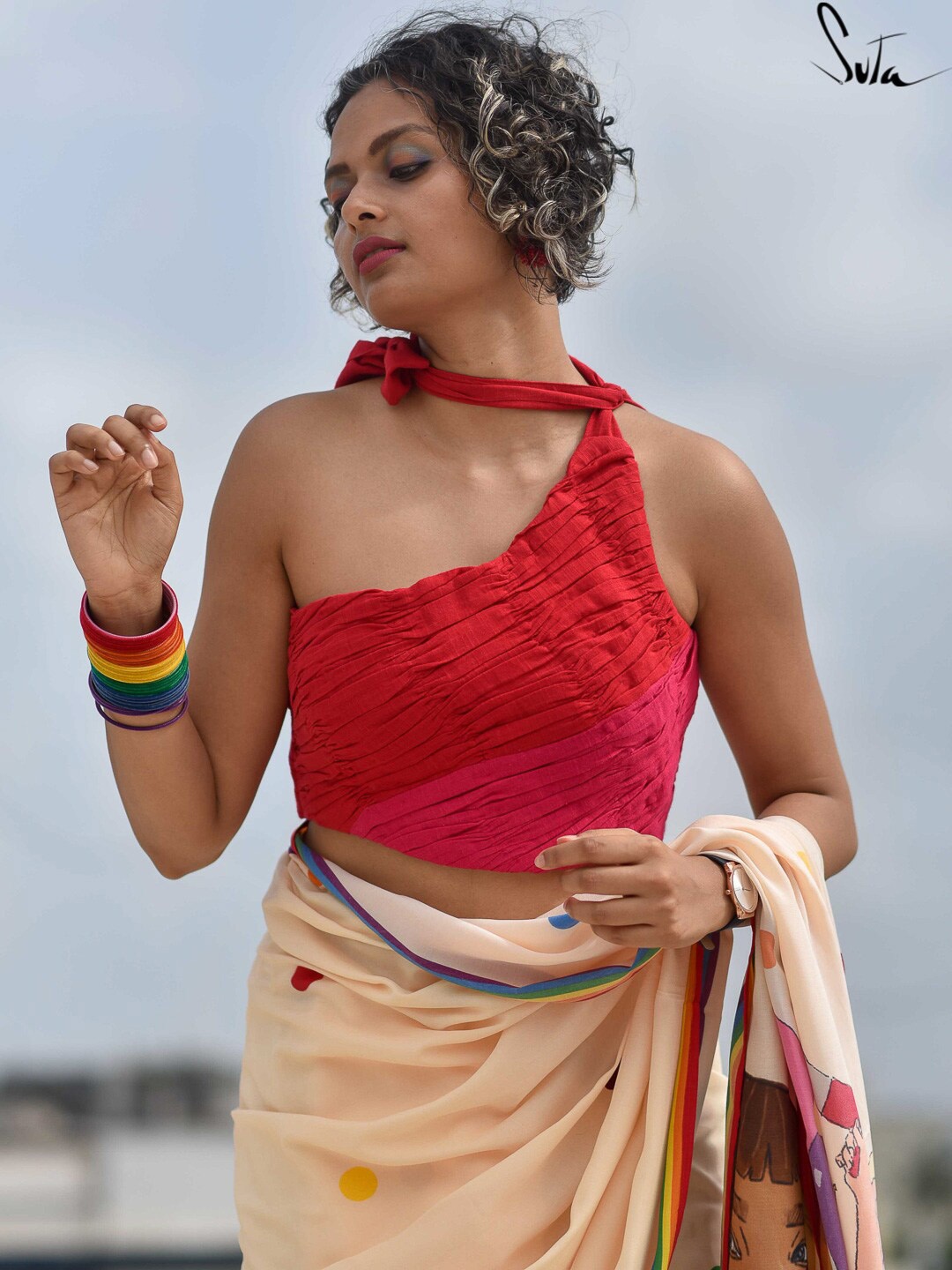 

Suta Women Red Solid Cotton Saree Blouse