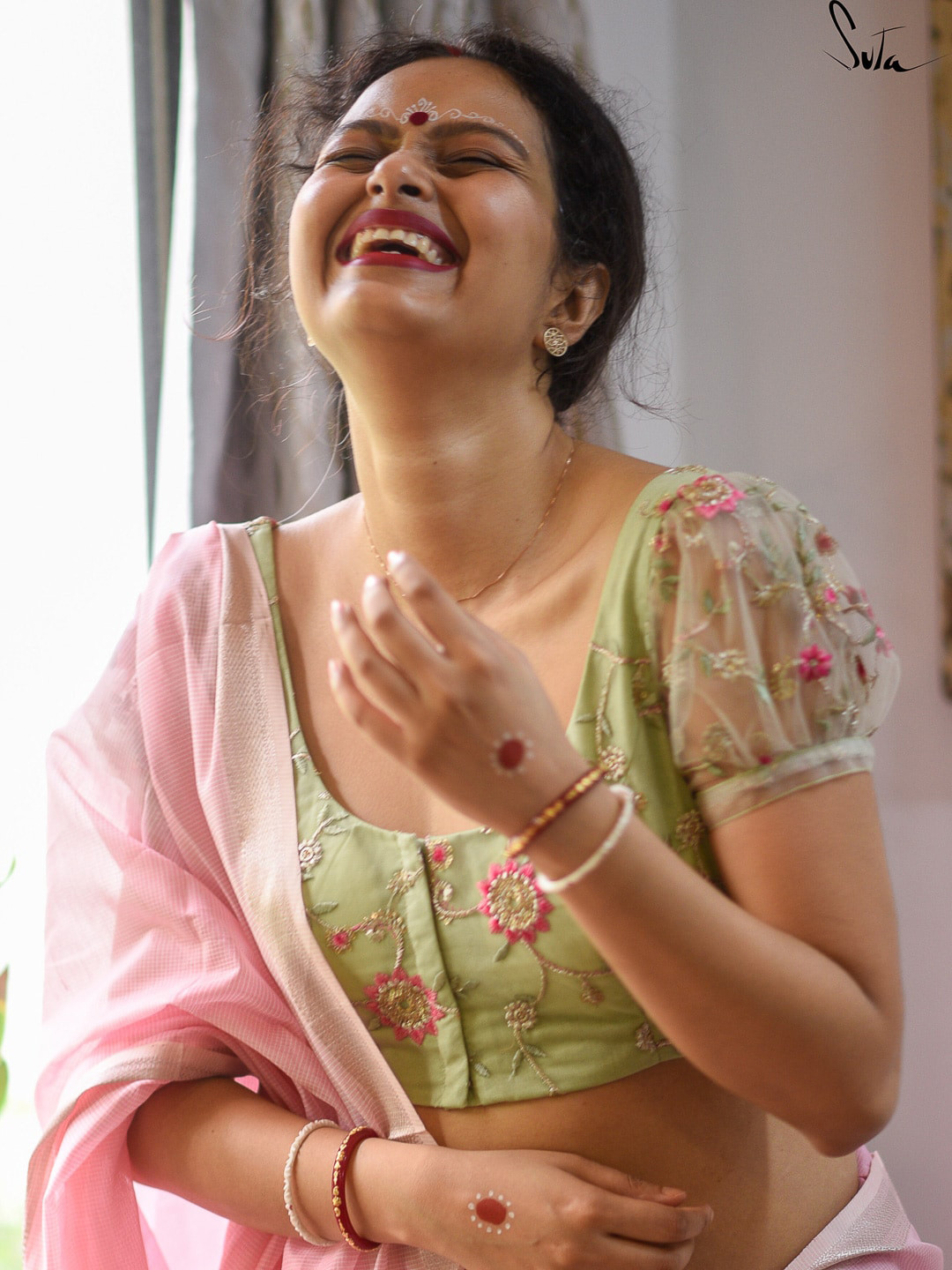 

Suta Green Embroidered Saree Blouse