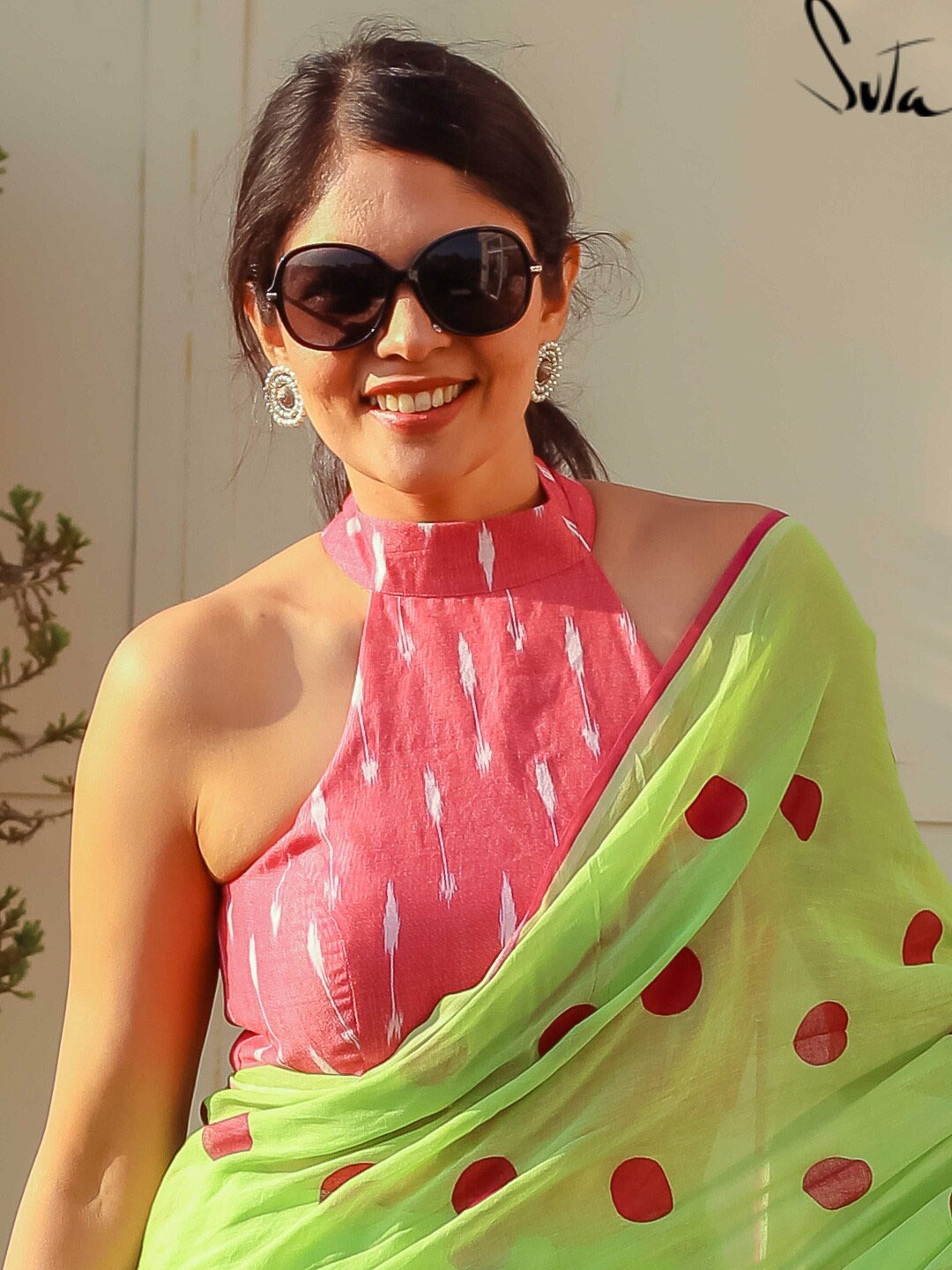 

Suta Pink Printed Cotton Saree Blouse