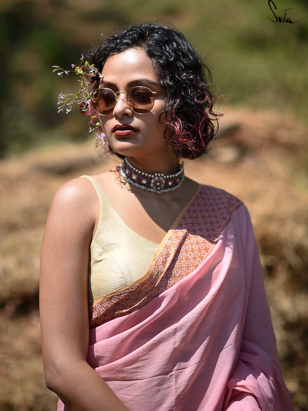 

Suta Beige Solid Saree Blouse