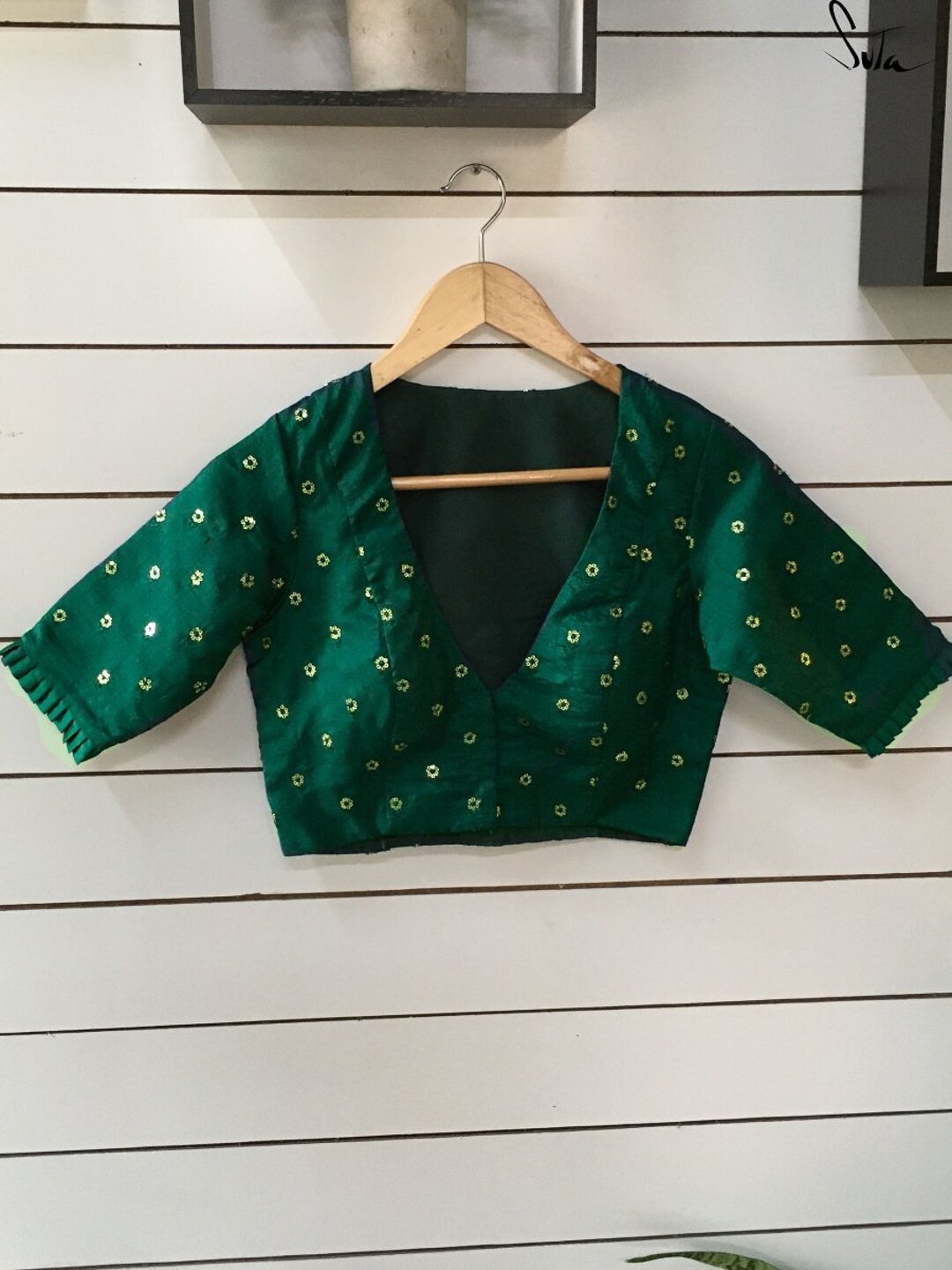 

Suta Women Green Embellished Saree Blouse