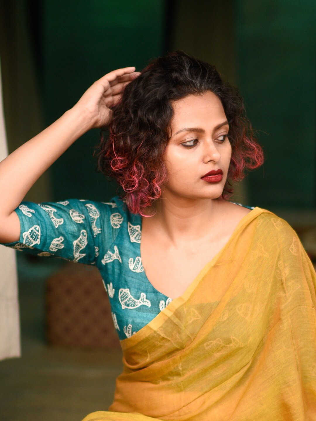 

Suta Teal Green Embroidered Saree Blouse