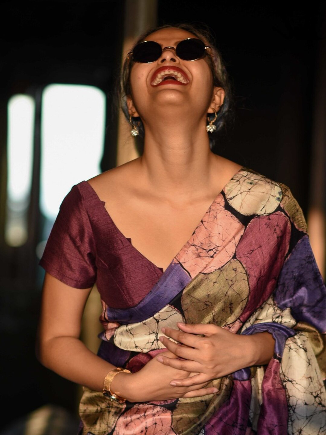 

Suta Purple Solid Saree Blouse