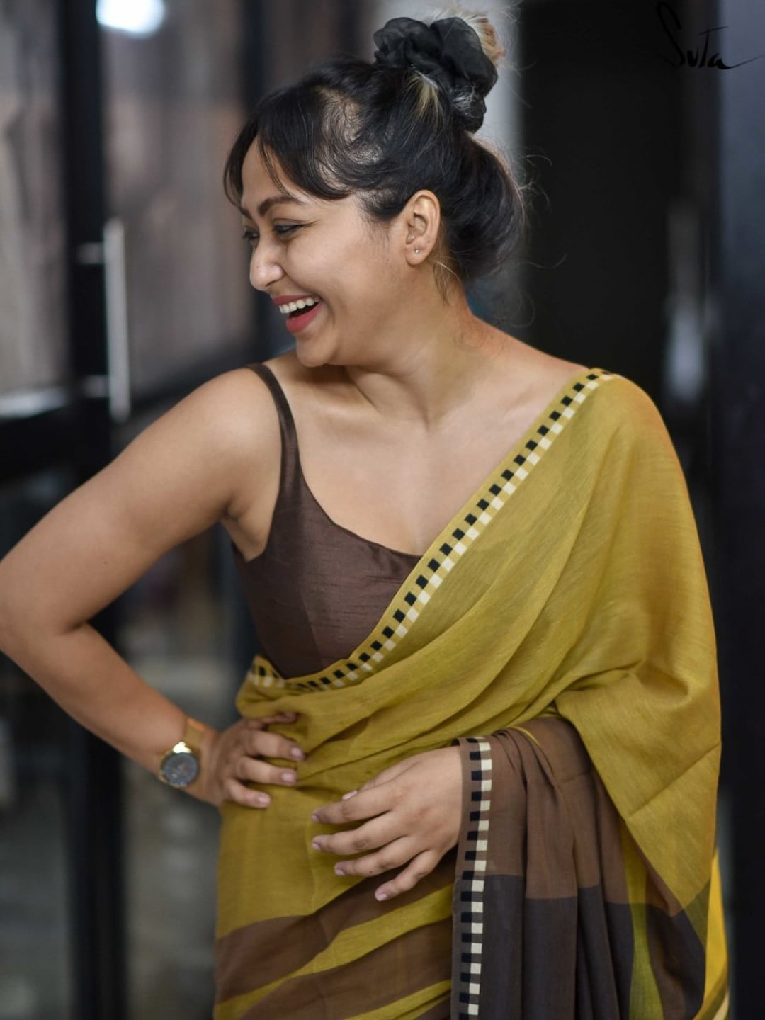 

Suta Women Brown Solid Saree Blouse