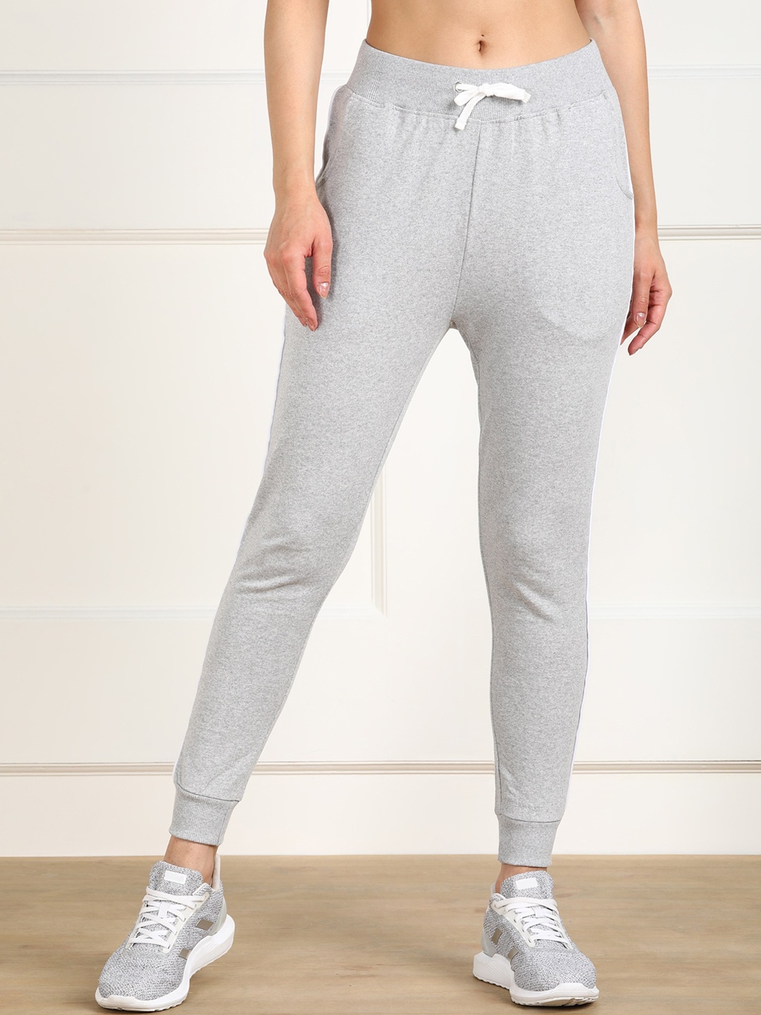 

SHARKTRIBE Women Grey Melange Solid Cotton Track Pants