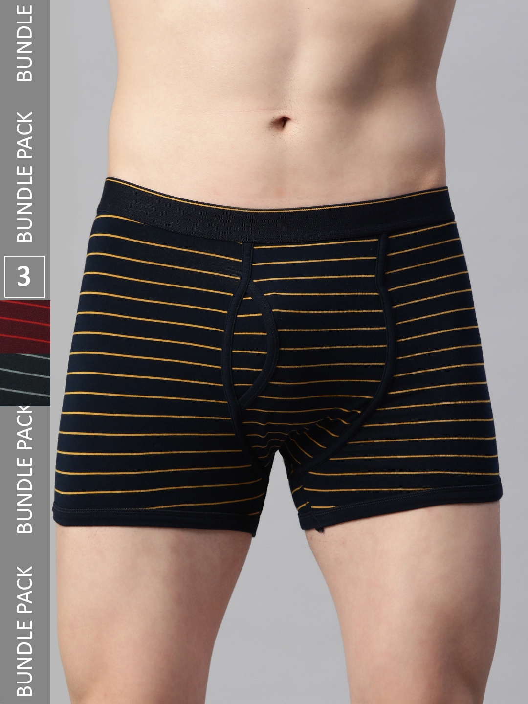

Marks & Spencer Men Pack of 3 Striped Trunks, Navy blue