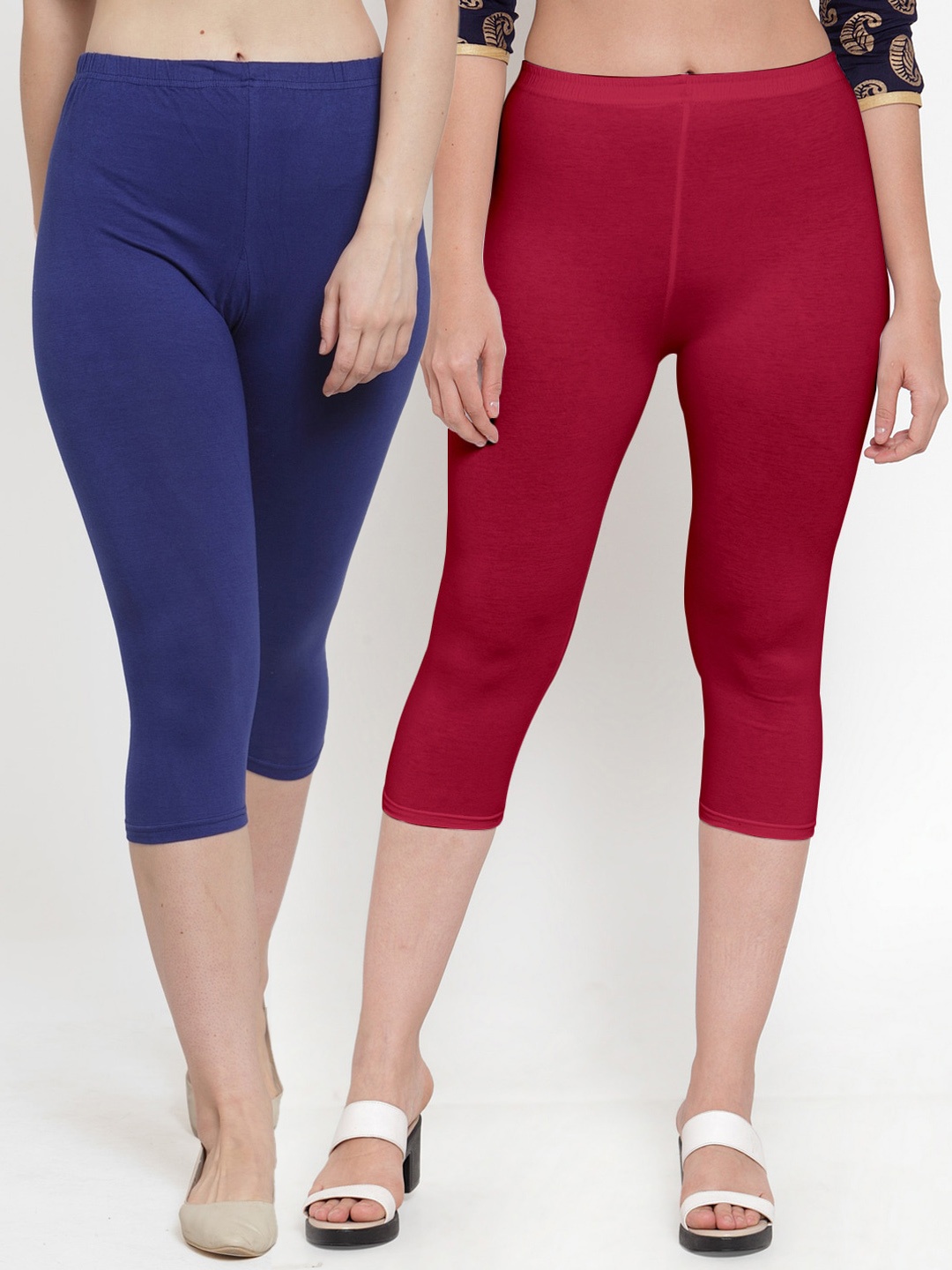 

Jinfo Pack of 2 Women Blue Capris