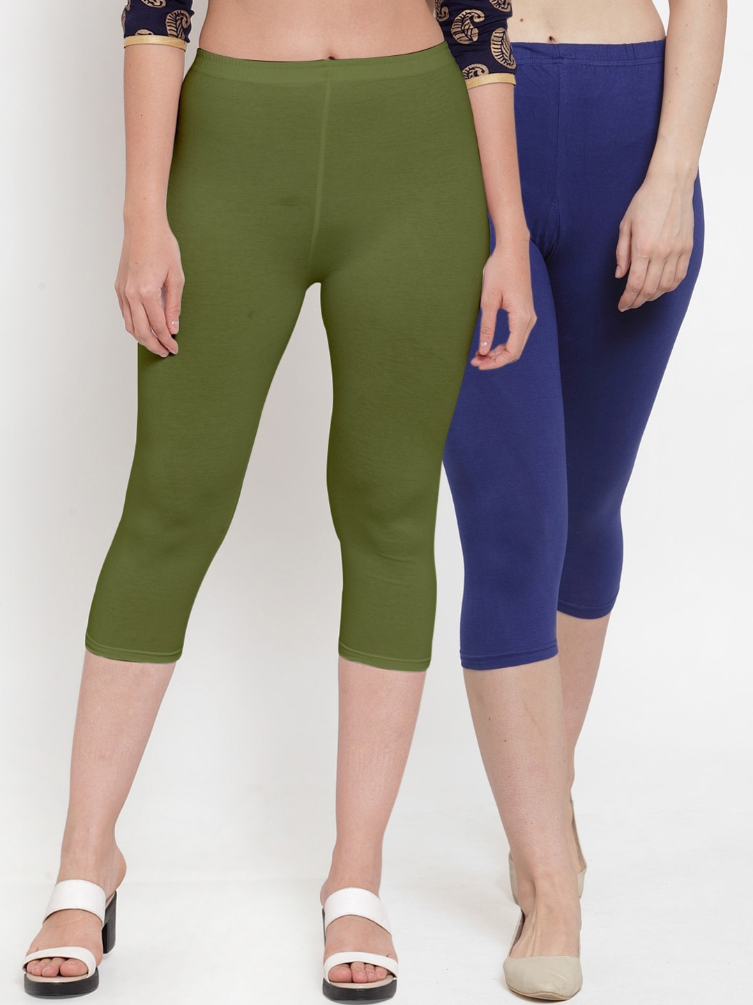 

Jinfo Women Blue & Green Capris