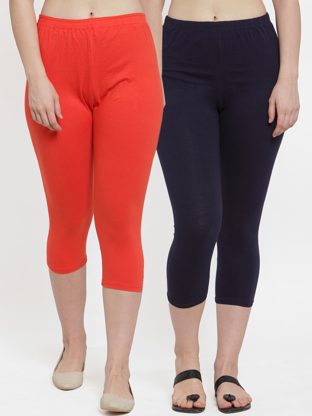 

Jinfo Women Orange & Navy Blue Capris