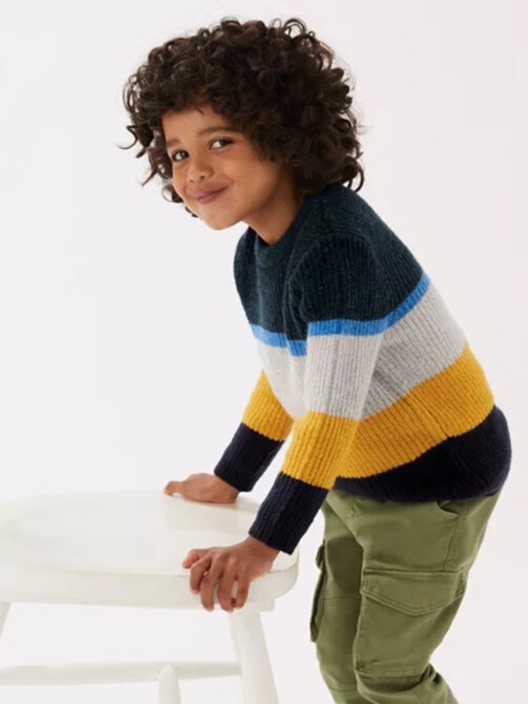 

Marks & Spencer Boys White & Yellow Colourblocked Pullover