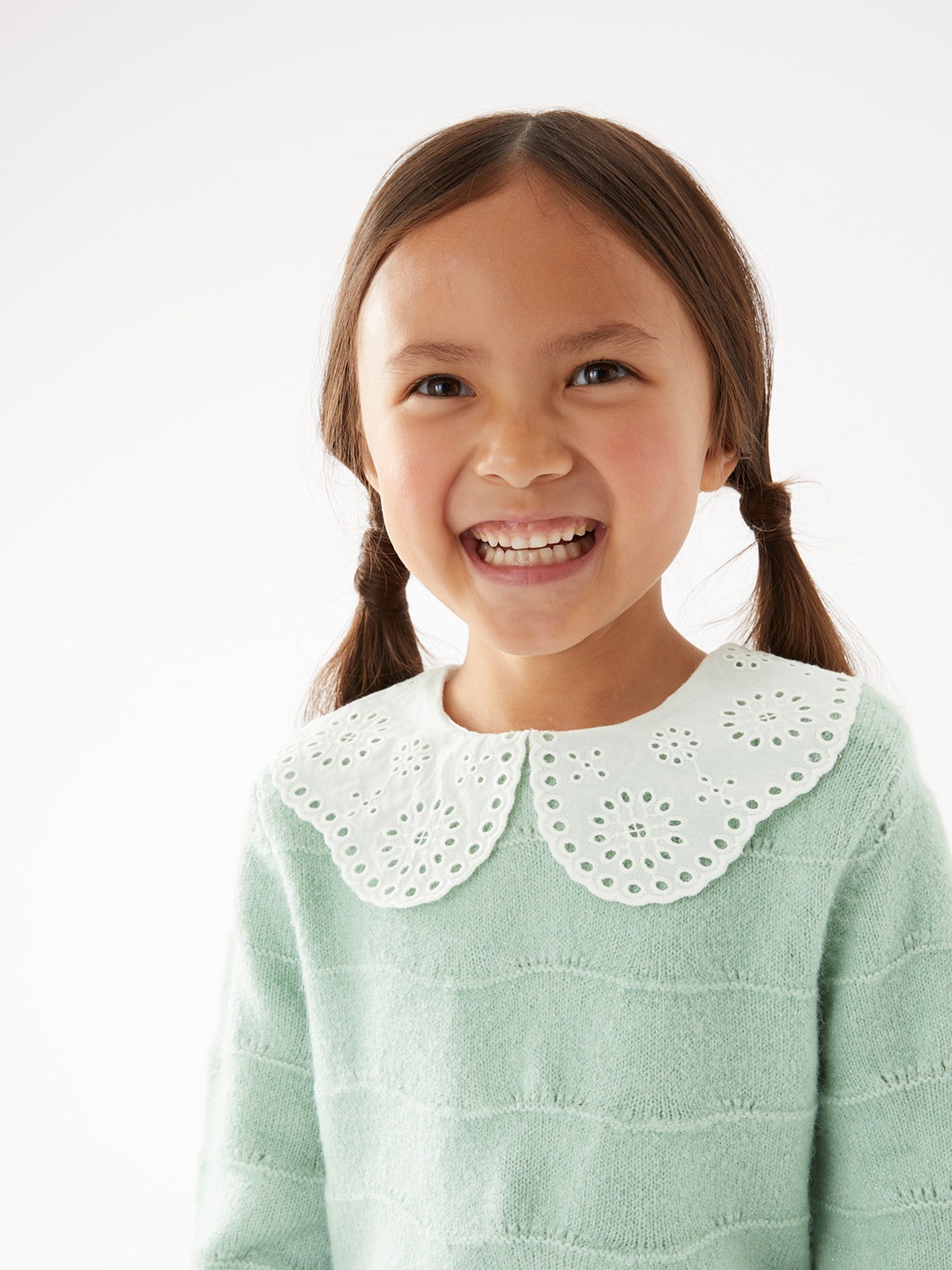 

Marks & Spencer Girls Green Peter Pan Collar Pullover Sweater