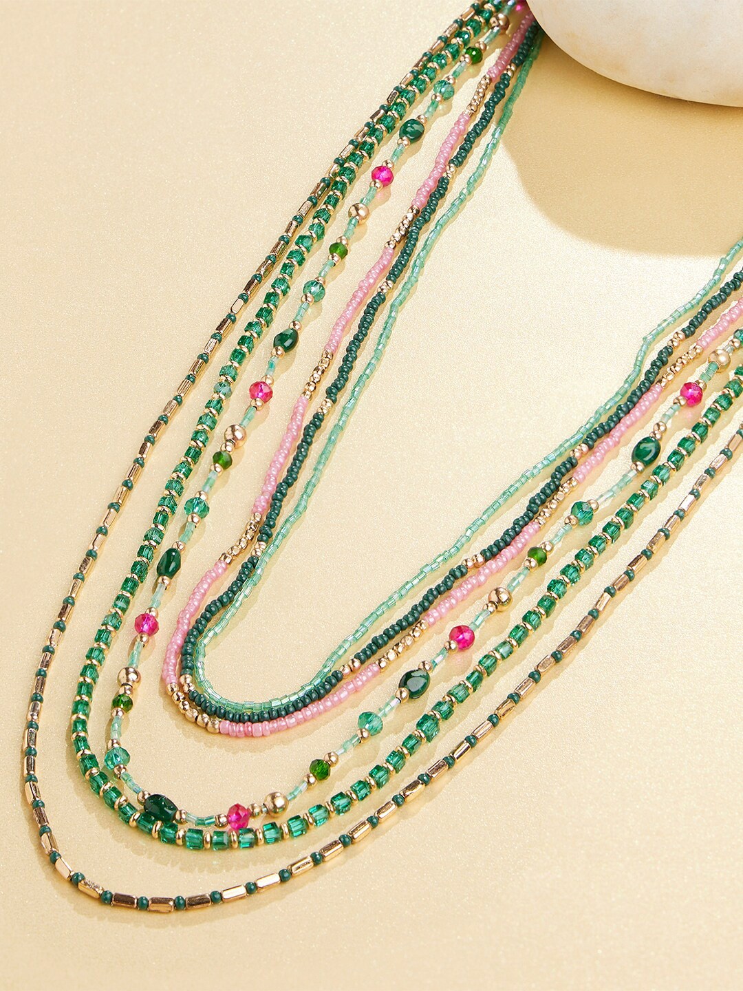 

Accessorize London Willow Beaded Layered Necklace, Green