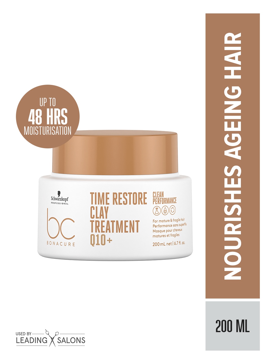 

Schwarzkopf PROFESSIONAL Bonacure Time Restore Clay Hair Mask with Q10+ - 200ml, White