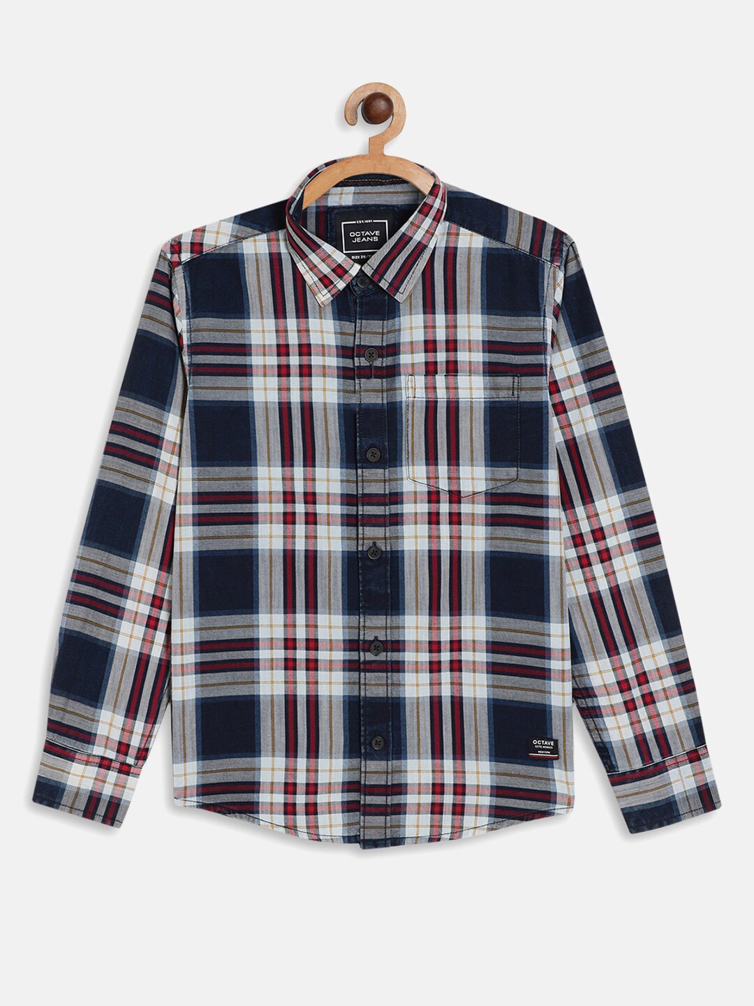 

Octave Boys White & Blue Tartan Checks Checked Casual Shirt