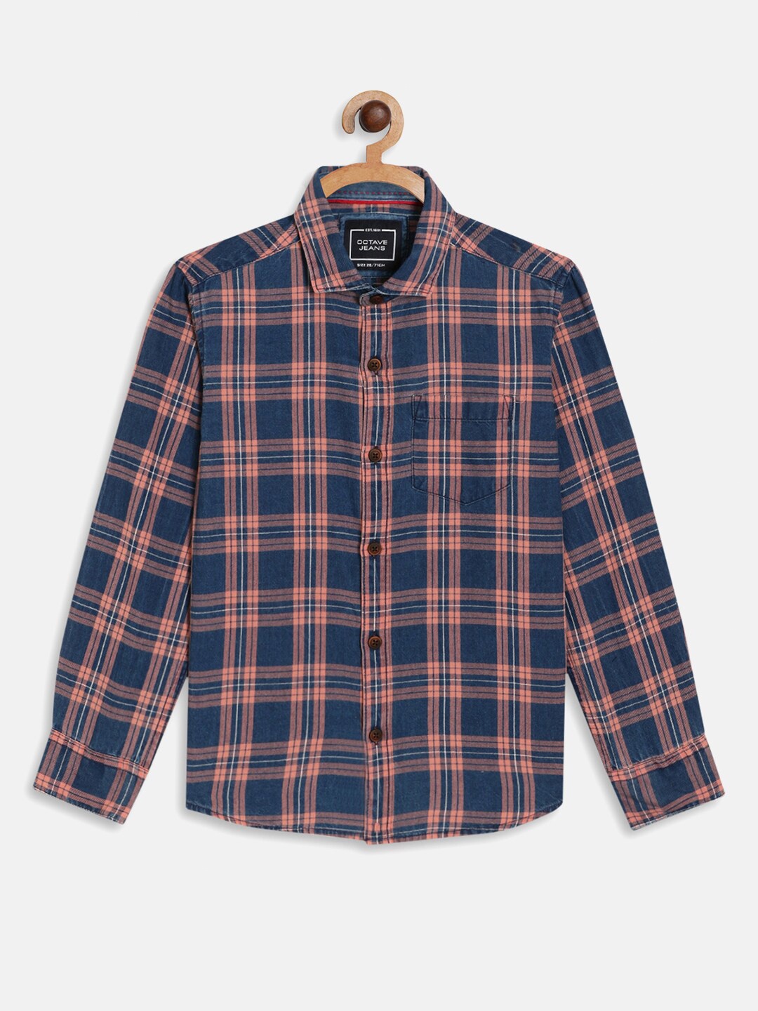 

Octave Boys Navy Blue Tartan Checks Checked Casual Shirt