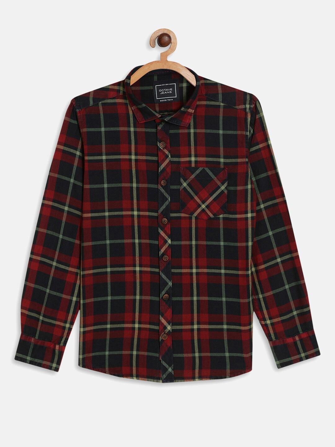

Octave Boys Maroon Tartan Checks Checked Casual Shirt