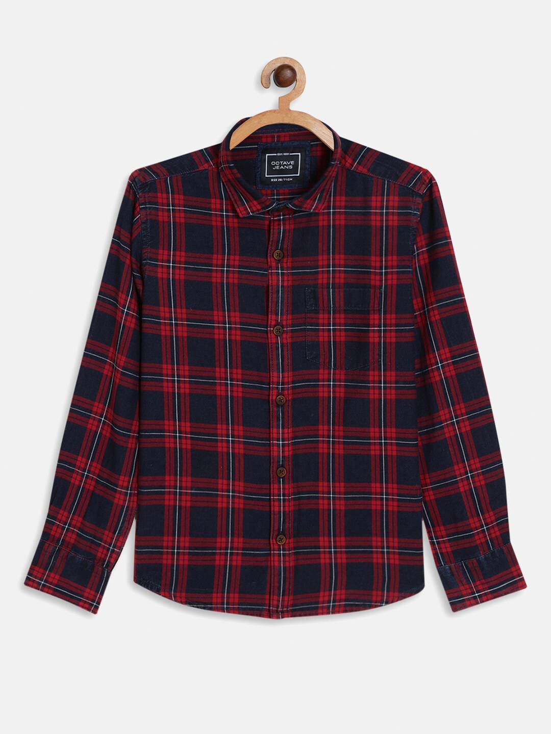 

Octave Boys Navy Blue and Red Tartan Checks Casual Shirt