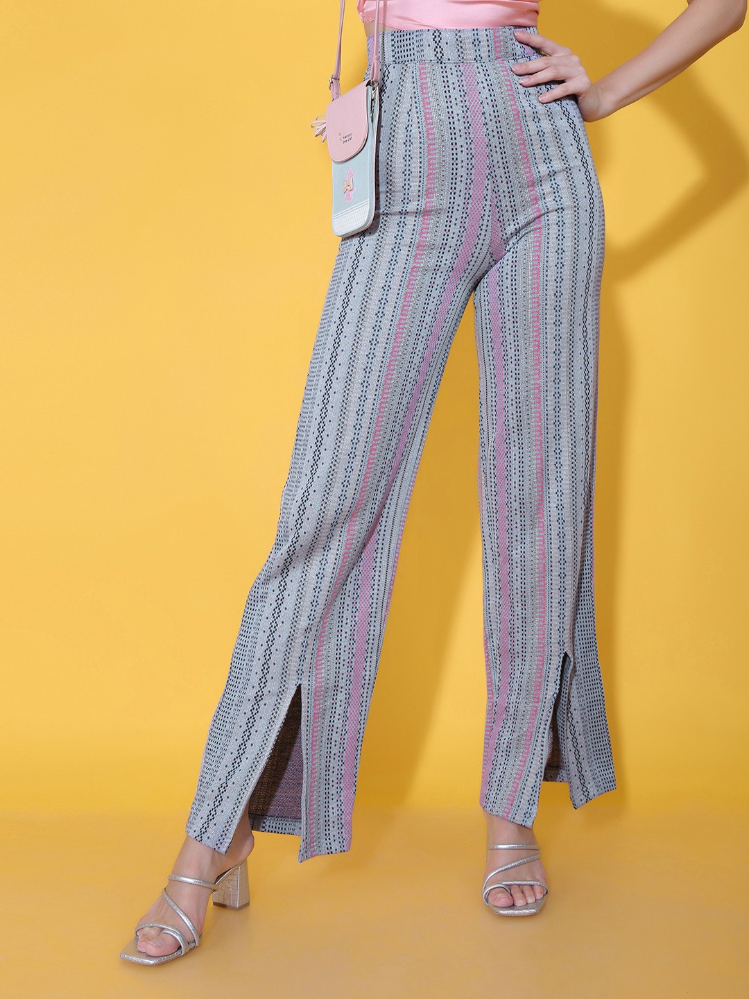 

Stylecast X Hersheinbox Women Striped Relaxed High-Rise Trousers, Blue