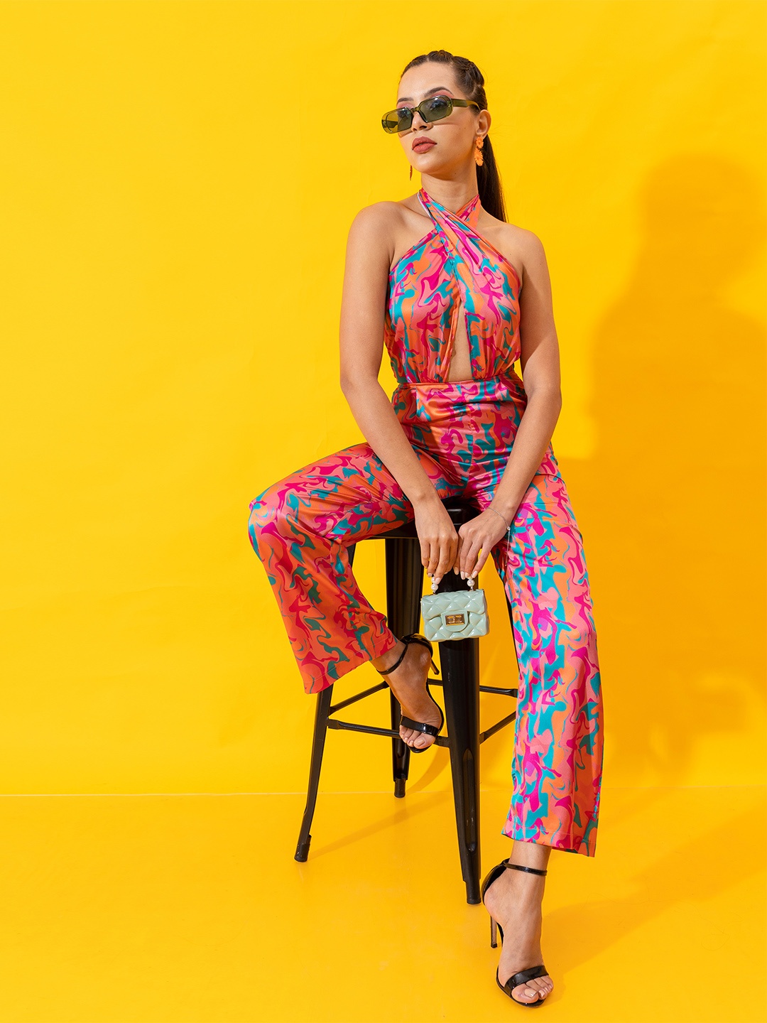 

Stylecast X Hersheinbox Halter Neck Printed Wrap Basic Jumpsuit, Multi