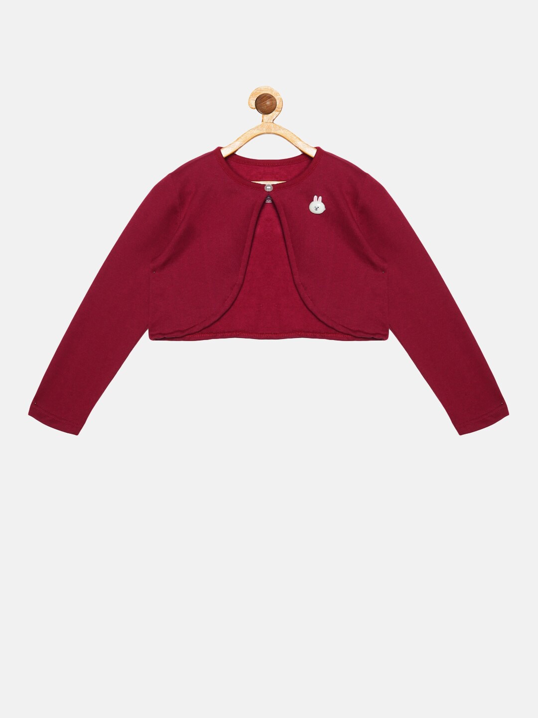 

KiddoPanti Girls Maroon Crop Shrug