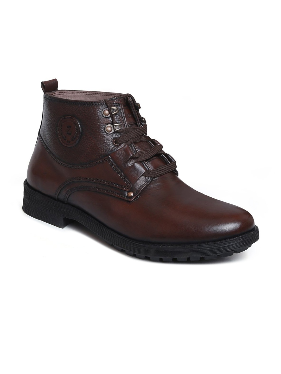 

Zoom Shoes Men Brown Solid Leather Casual Boots
