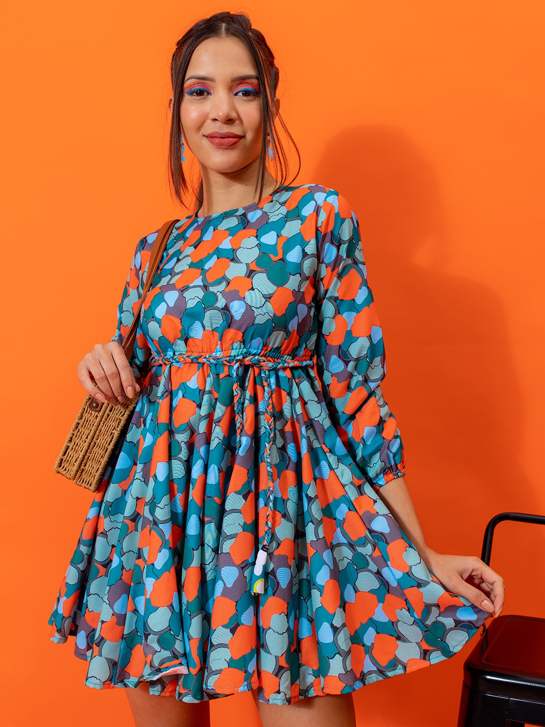 

Stylecast X Hersheinbox Abstract Fit & Flare Dress With Gathered Details, Multi