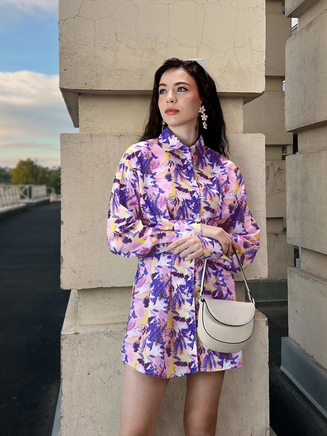 

Stylecast X Hersheinbox Abstract Printed Shirt Mini Dress, Pink