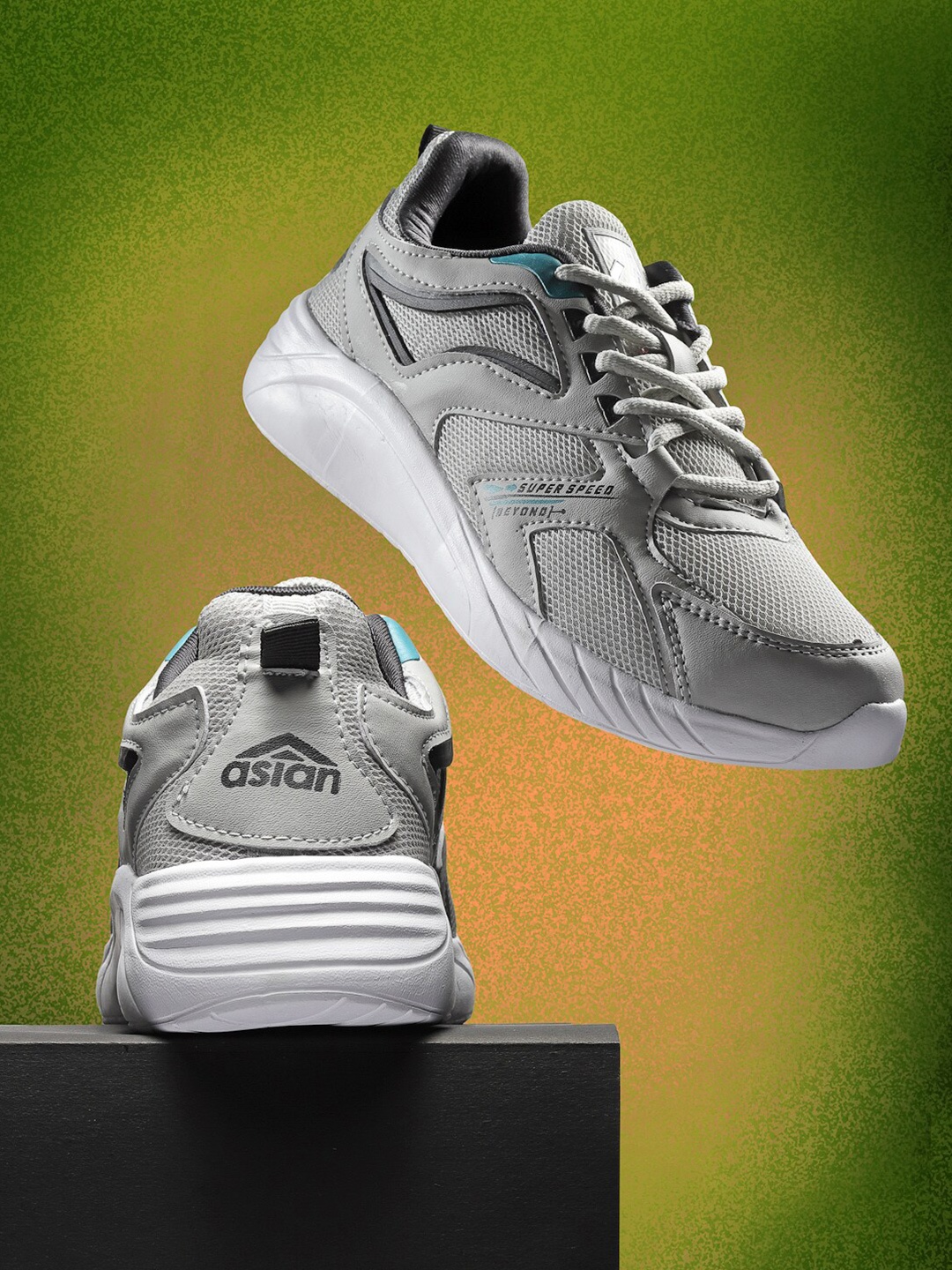 

ASIAN Men Grey Mesh Running Non-Marking Shoes
