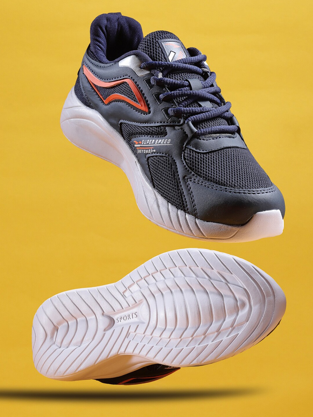 

ASIAN Men Navy Blue Asian Thar Mesh Running Non-Marking Shoes