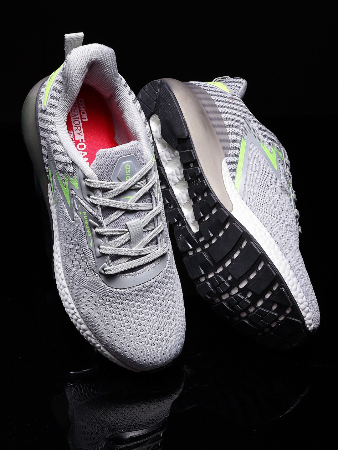 

ASIAN Men Grey Mesh Running NITROGEN Non-Marking Shoes