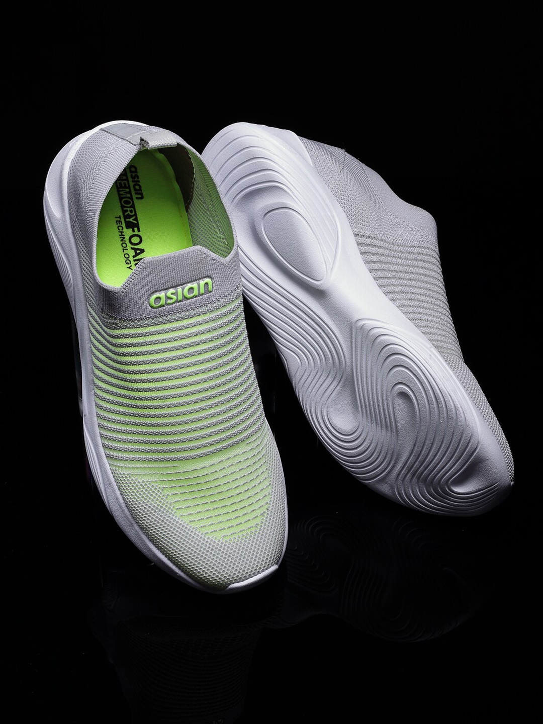 

ASIAN Men Grey Mesh Running Non-Marking Shoes