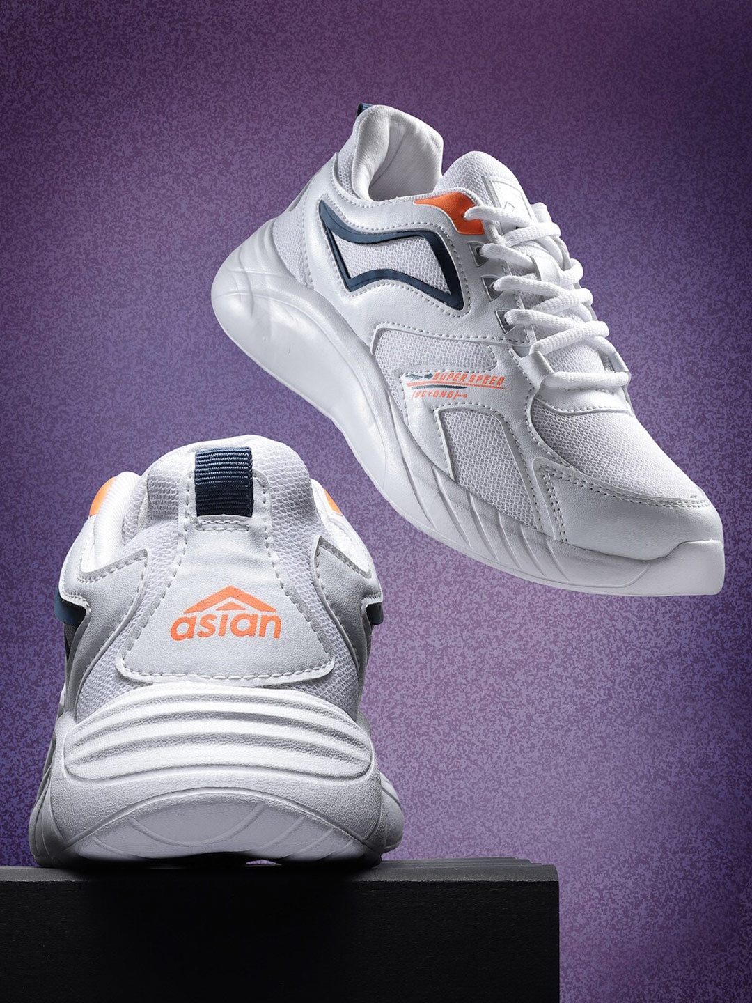 

ASIAN Men White Mesh Running Non-Marking Shoes