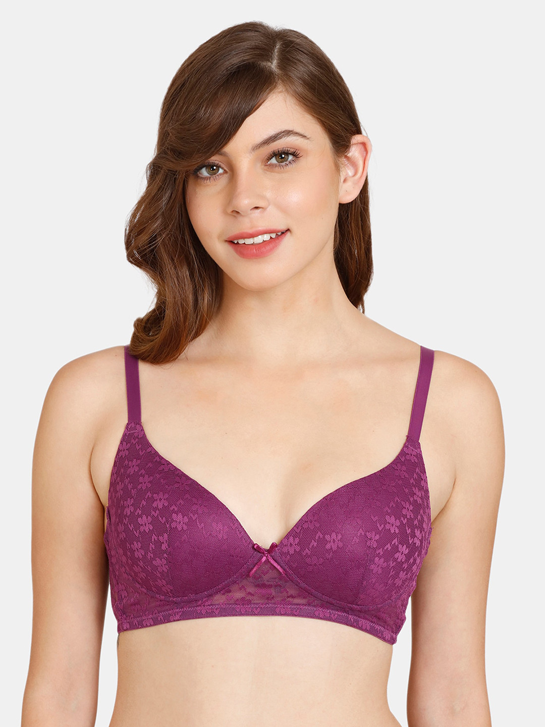 

Rosaline by Zivame Purple Floral Bra Lightly Padded