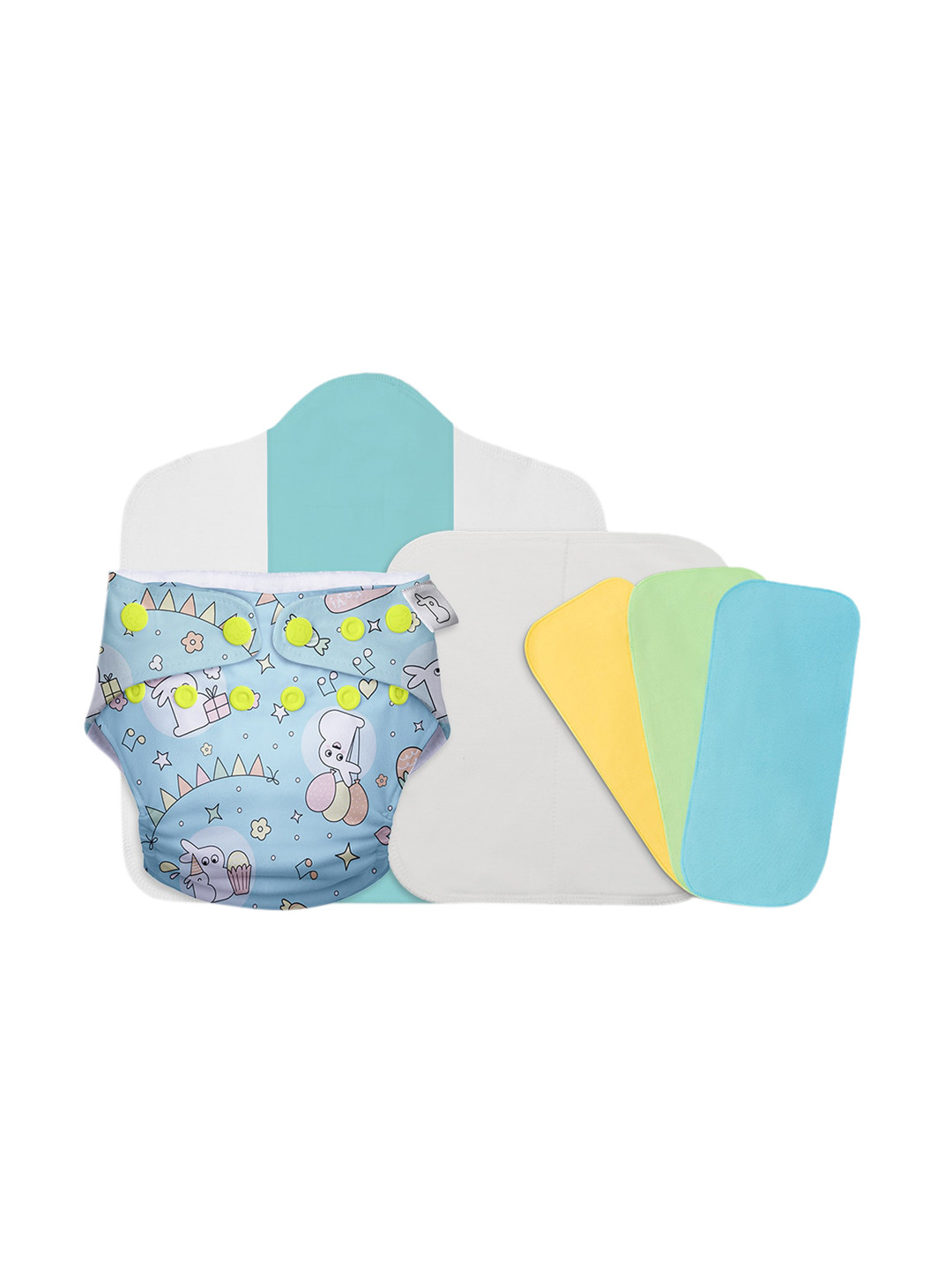 

SuperBottoms Infant Skin-friendly UNO Cloth Diaper, Pack of 3 Coloured Easy Clean Top Sheets & 1 Booster Pad, Multi