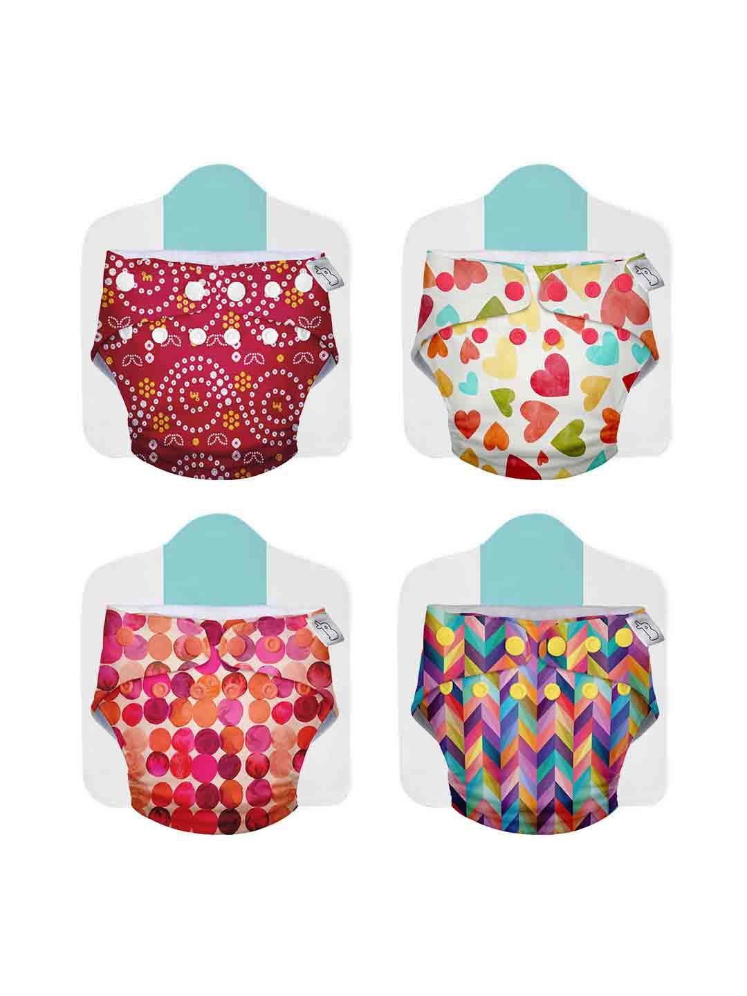 

SuperBottoms Pack of 4 Reusable Cloth Diapers, Multi