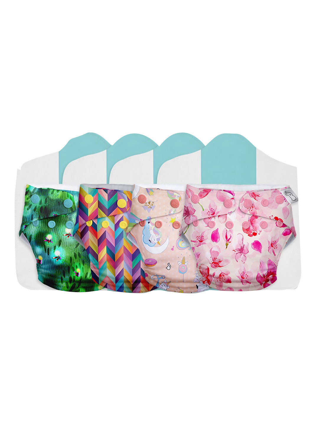 

SuperBottoms Pack of 4 Reusable Pure Cotton Cloth Sustainable Diaper Combo Freesize UNO- New Version, Pink