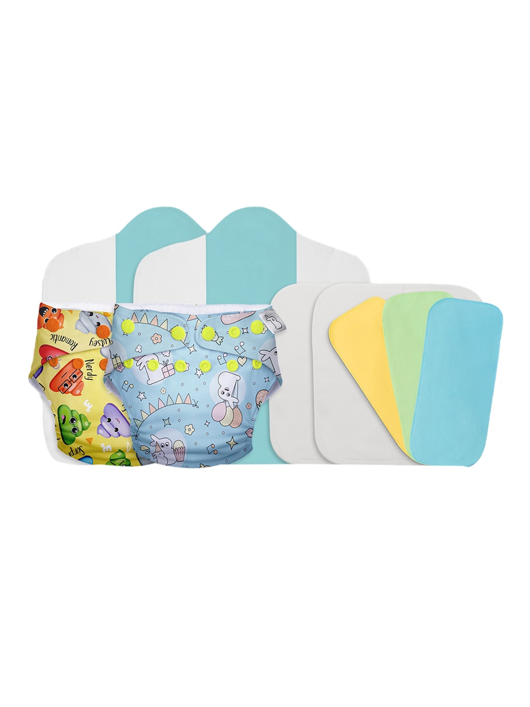 

SuperBottoms Infant Pack Of 2 Blue & Yellow Cloth Sustainable Diaper