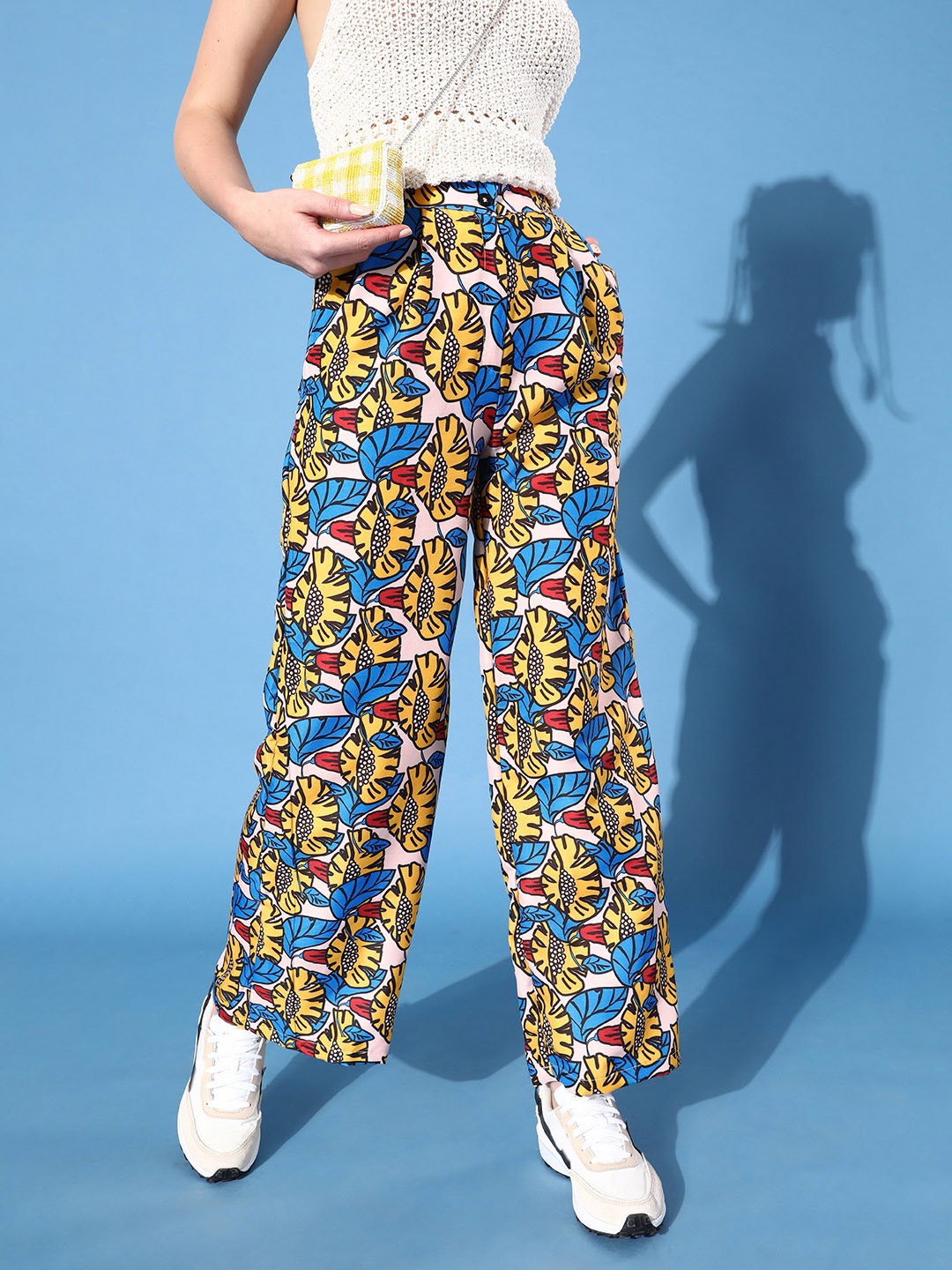 

Stylecast X Hersheinbox Women Multi-Coloured Floral Wide Leg Trousers